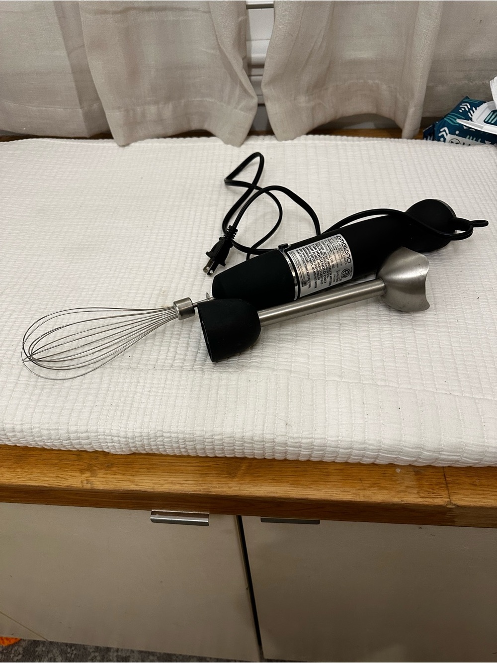 Hand mixer with wisk attachment and emulsifier